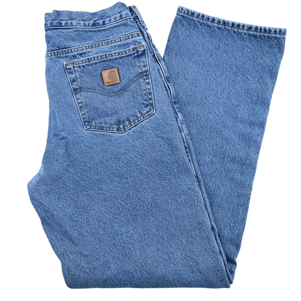 Carhartt B172 DST Jeans Mens 31x34 Flannel Lined Relaxed Fit Blue Denim Workwear